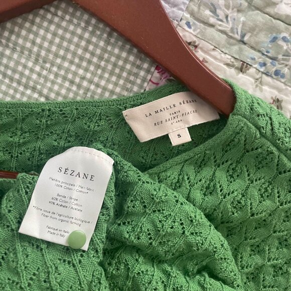 Sezane Adela Cardigan Bright Green - Size S - Picture 5 of 6